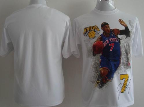 New York Knicks 7 Carmelo Anthony White NBA T-Shirt Cheap