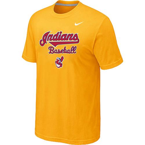 Nike MLB Cleveland Indians 2014 Home Practice T-Shirt - Yellow Cheap