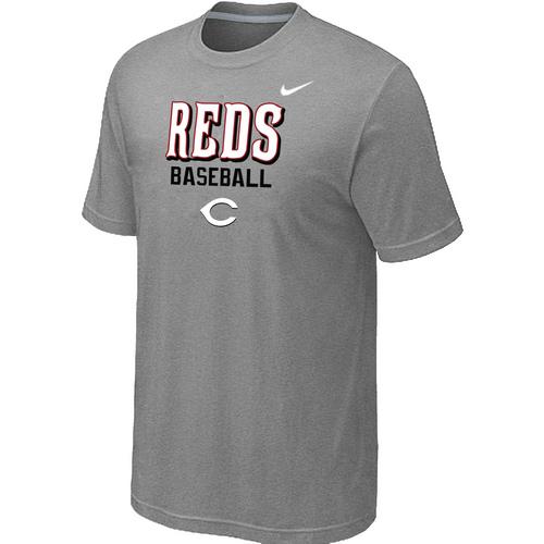 Nike MLB Cincinnati Reds 2014 Home Practice T-Shirt - Light Grey Cheap