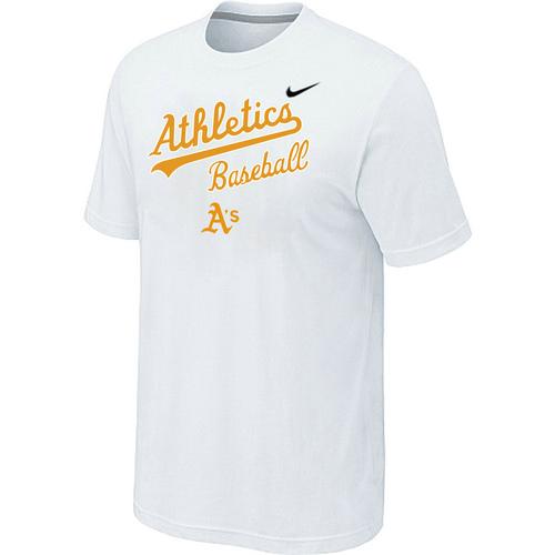 Nike MLB Oakland Athletics 2014 Home Practice T-Shirt - White Cheap