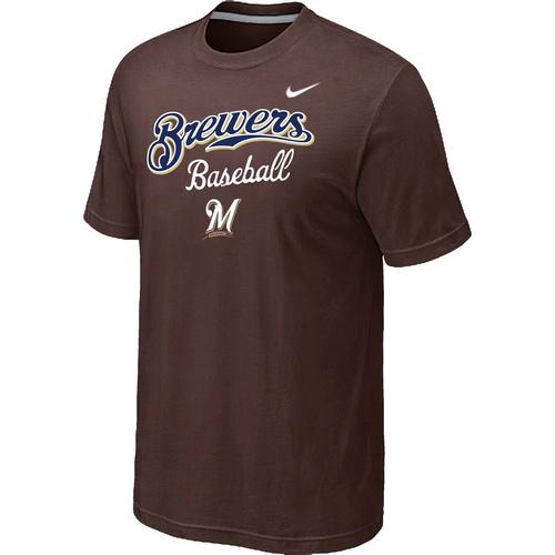 Nike MLB Milwaukee Brewers 2014 Home Practice T-Shirt - Brown Cheap