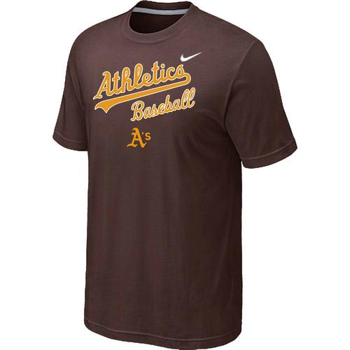 Nike MLB Oakland Athletics 2014 Home Practice T-Shirt - Brown Cheap