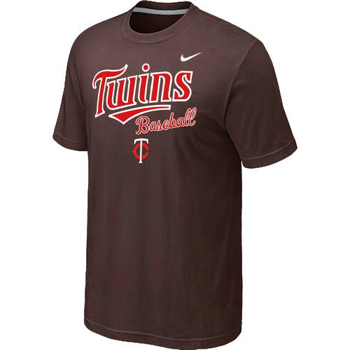 Nike MLB Minnesota Twins 2014 Home Practice T-Shirt - Brown Cheap