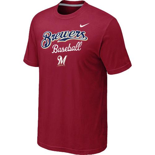 Nike MLB Milwaukee Brewers 2014 Home Practice T-Shirt - Red Cheap