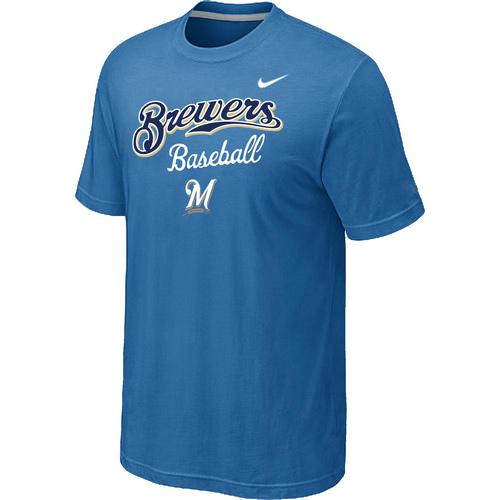 Nike MLB Milwaukee Brewers 2014 Home Practice T-Shirt - light Blue Cheap