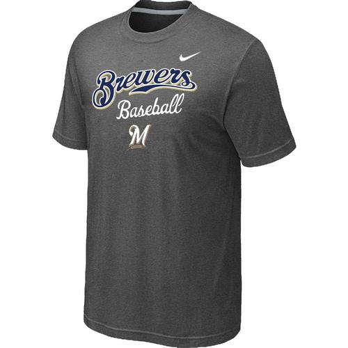 Nike MLB Milwaukee Brewers 2014 Home Practice T-Shirt - Dark Grey Cheap