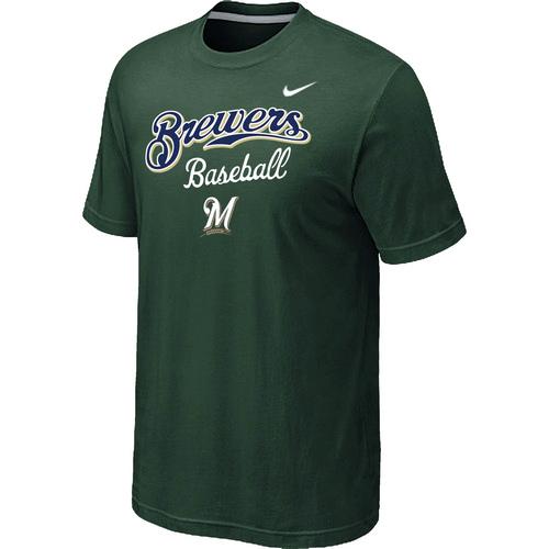 Nike MLB Milwaukee Brewers 2014 Home Practice T-Shirt - Dark Green Cheap
