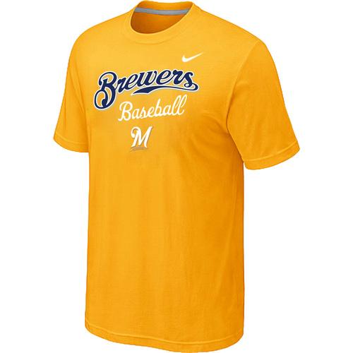 Nike MLB Milwaukee Brewers 2014 Home Practice T-Shirt - Yellow Cheap