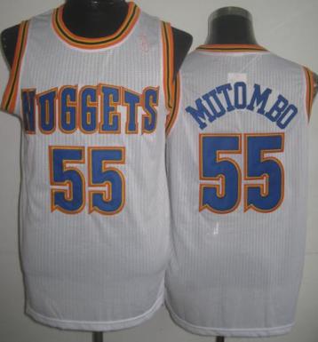 Denver Nuggets 55 Dikembe Mutombo White Hardwood Classics Revolution 30 NBA Jerseys