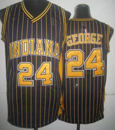 Indiana Pacers 24 Paul George Blue Yellow Strip Revolution 30 NBA Jerseys