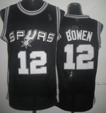 San Antonio Spurs 12 Bruce Bowen Black Hardwood Classics Revolution 30 NBA Jerseys Cheap