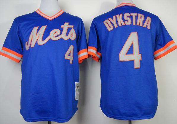 New York Mets 4 Lenny Dykstra 1983 Throwback Blue MLB Jerseys Cheap