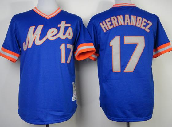 New York Mets 17 Keith Hernandez Throwback Blue MLB Jerseys