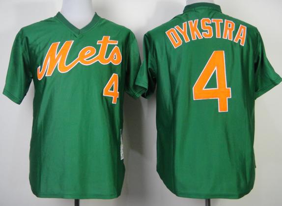 New York Mets 4 Lenny Dykstra 1985 Throwback Green MLB Jerseys Cheap