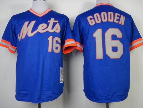 New York Mets 16 Dwight Gooden Throwback Blue MLB Jerseys Cheap