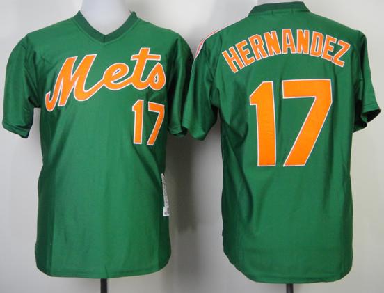 New York Mets 17 Keith Hernandez Throwback Green MLB Jerseys Cheap