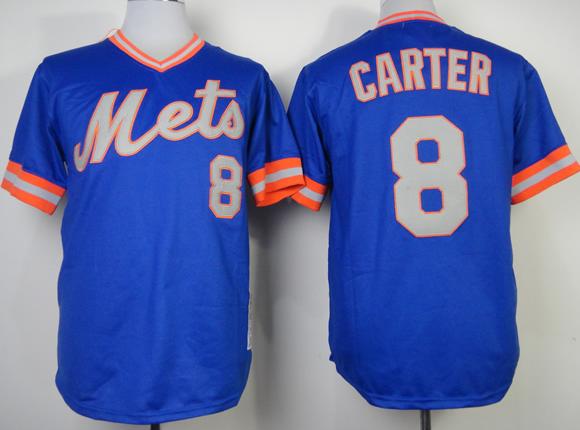 New York Mets 8 Gary Carter 1983 Throwback Blue MLB Jerseys