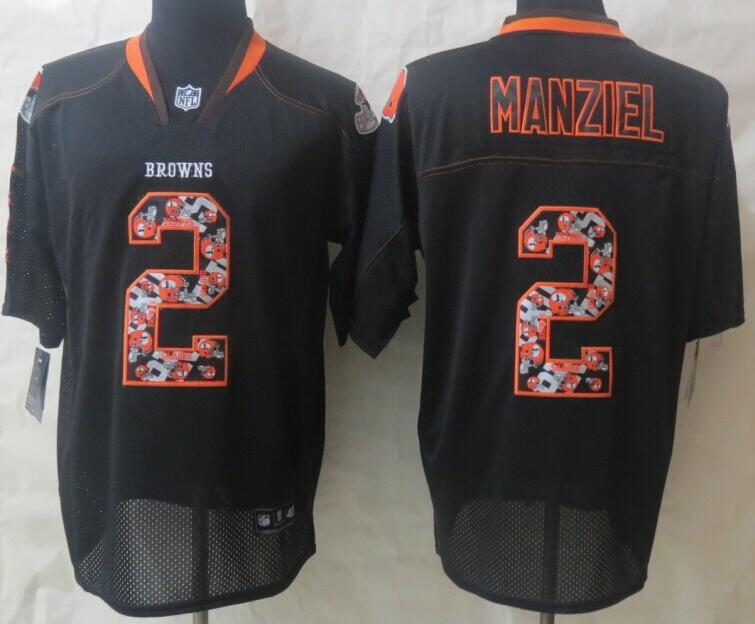 Nike Cleveland Browns #2 Johnny Manziel Lights Out Black Elite NFL Jerseys Cheap