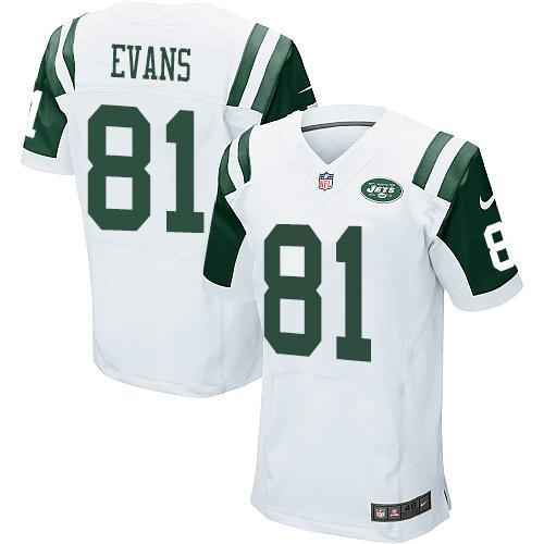 Nike New York Jets 81 Shaq Evans White Elite NFL Jerseys Cheap