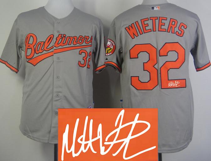 Baltimore Orioles 32 Matt Wieters Grey Signed MLB Jerseys Cheap