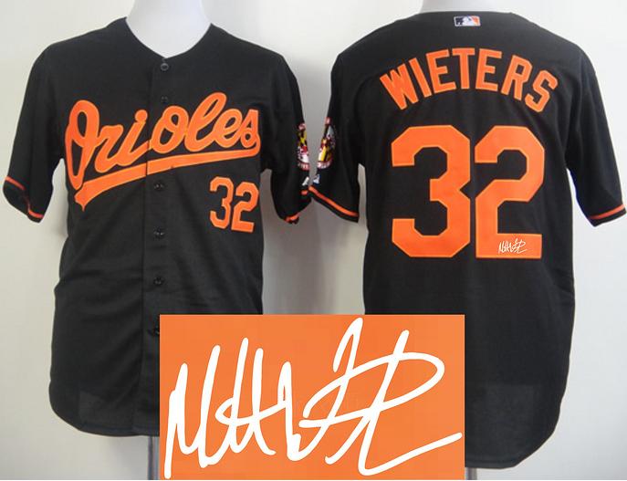 Baltimore Orioles 32 Matt Wieters Black Signed MLB Jerseys