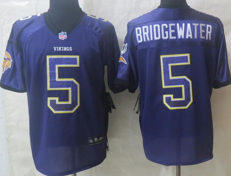 Nike Minnesota Vikings 5 Teddy Bridgewater Purple Drift Fashion Elite NFL Jerseys Cheap