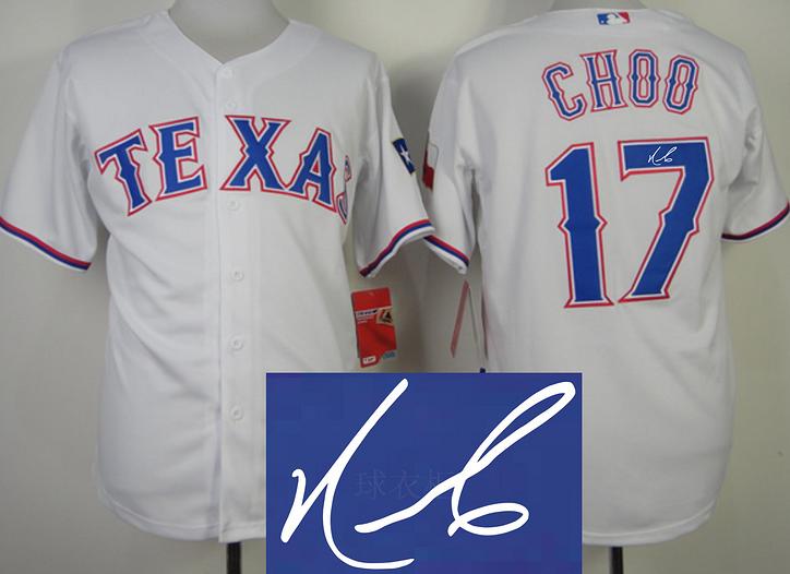 Texas Rangers 17 Shin-Soo Choo White Signed MLB Jerseys Cheap