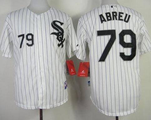 Chicago White Sox 79 Jose Abreu White Black Strip MLB Jerseys