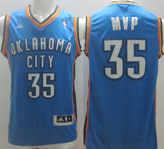 Oklahoma City Thunder 35 Kevin Durant Blue Revolution 30 Swingman NBA Jersey MVP Style