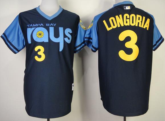 Tampa Bay Rays 3 Evan Longoria Navy Blue MLB Jerseys
