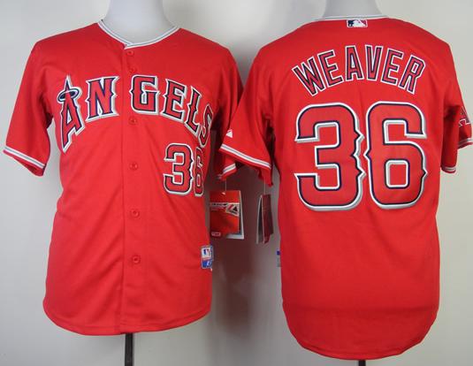 Los Angeles Angels 36 Jered Weaver Red Cool Base MLB Jerseys