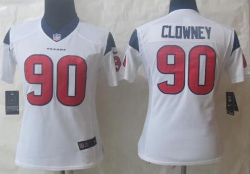 Women Nike Houston Texans 90 Jadeveon Clowney White NFL Jerseys Cheap