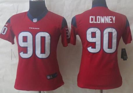 Women Nike Houston Texans 90 Jadeveon Clowney Red NFL Jerseys Cheap