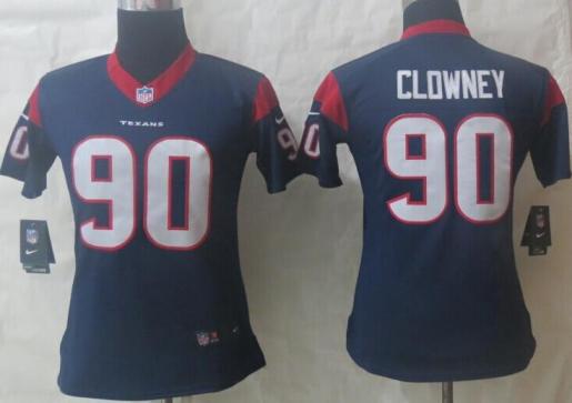 Women Nike Houston Texans 90 Jadeveon Clowney Blue NFL Jerseys Cheap