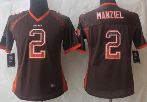 Women Nike Cleveland Browns #2 Johnny Manziel Brown Drift Fashion Elite NFL Jerseys Cheap