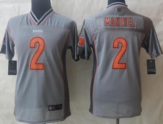 Kids Nike Cleveland Browns #2 Johnny Manziel Grey Vapor Elite NFL Jerseys Cheap