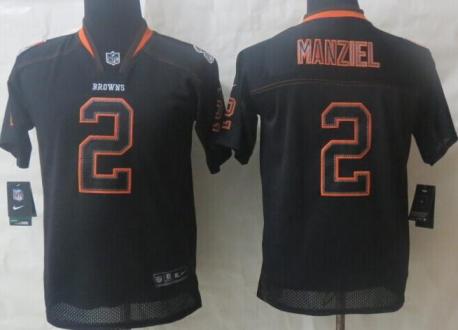 Kids Nike Cleveland Browns #2 Johnny Manziel Lights Out Black Elite Jerseys Cheap