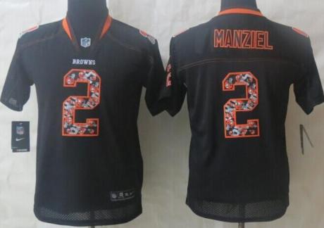 Kids Nike Cleveland Browns #2 Johnny Manziel Lights Out Black Elite NFL Jersey Cheap