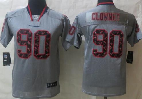Kids Nike Houston Texans 90 Jadeveon Clowney Lights Out Grey Elite NFL Jerseys Cheap