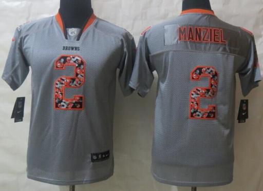 Kids Nike Cleveland Browns #2 Johnny Manziel Lights Out Grey Elite NFL Jerseys Cheap