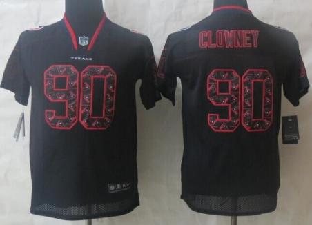 Kids Nike Houston Texans 90 Jadeveon Clowney Lights Out Black Elite NFL Jerseys Cheap
