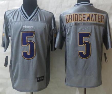 Nike Minnesota Vikings 5 Teddy Bridgewater Grey Vapor Elite NFL Jerseys Cheap