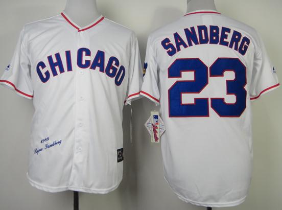 Chicago Cubs 23 Ryne Sandberg White 1968 Throwback MLB Jerseys