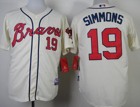 Atlanta Braves 19 Andrelton Simmons Cream Cool Base MLB Jerseys Cheap