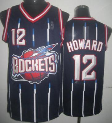 Houston Rockets 12 Dwight Howard Black Throwback Hardwood Classics NBA Jerseys