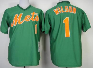 New York Mets 1 Mookie Wilson Green MLB Jerseys