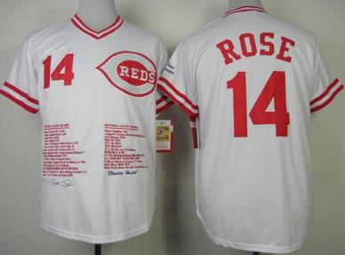 Cincinnati Reds 14 Pete Rose White Commemorative Edition MLB Jersey Cheap