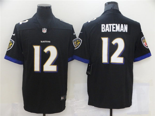 Men's Baltimore Ravens #12 Rashod Bateman Nike Black Vapor Untouchable Limited Jersey