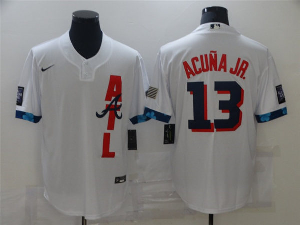 Mens Atlanta Braves #13 Ronald Acuna Jr Nike Nike White 2021 MLB All-Star Game Jersey