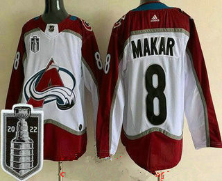 Men's Colorado Avalanche #8 Cale Makar White 2022 Stanley Cup Stitched Jersey